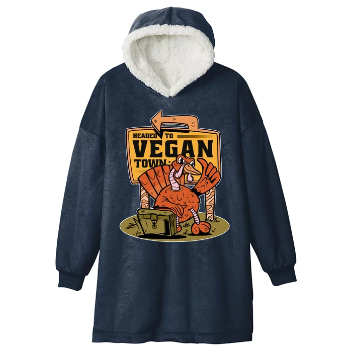 Headed To Vegan Town Chicken Hooded Wearable Blanket