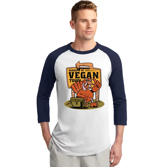 Headed To Vegan Town Chicken Baseball Sleeve Shirt