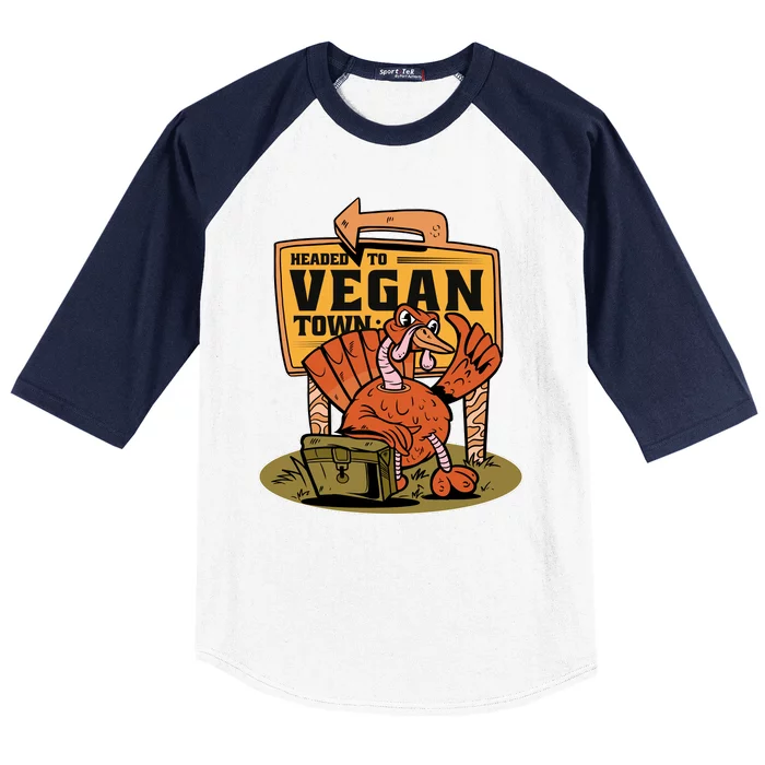 Headed To Vegan Town Chicken Baseball Sleeve Shirt