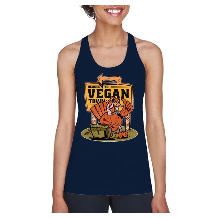 Headed To Vegan Town Chicken Women's Racerback Tank