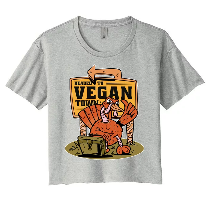 Headed To Vegan Town Chicken Women's Crop Top Tee