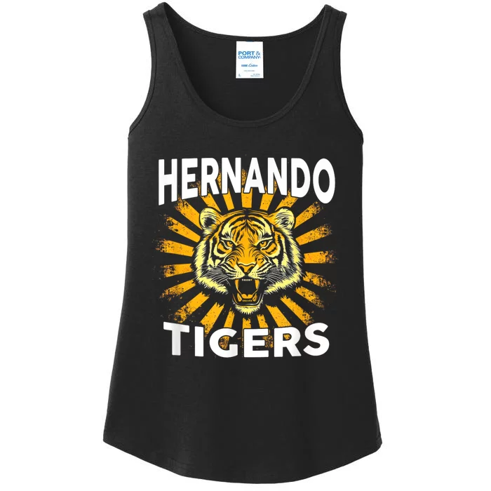 Hernando Tigers Vintage Graphic Design Cool Retro Tiger Ladies Essential Tank