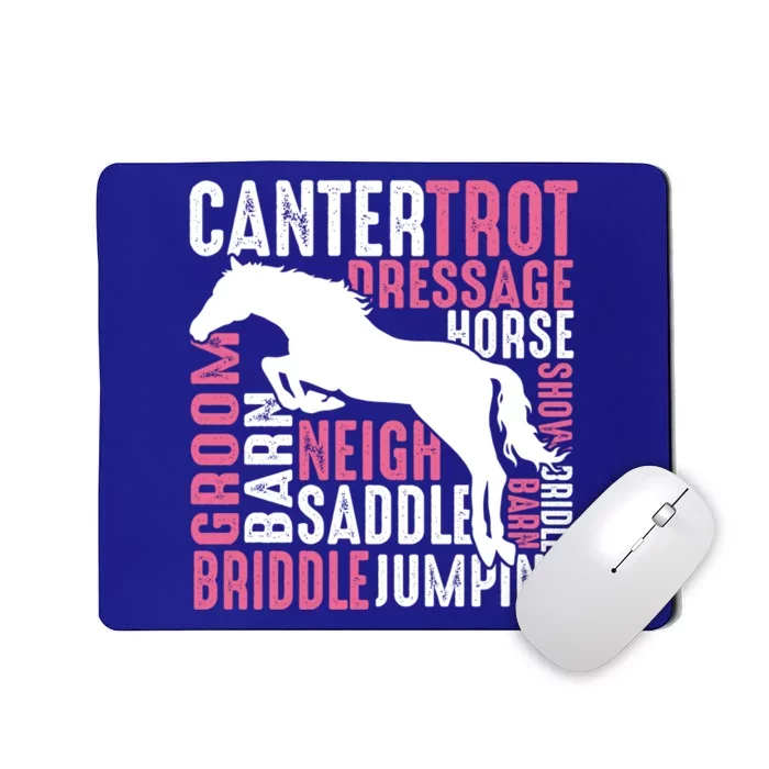 Horse Typography Word Horses Equestrian Horseback Riding Cool Gift Mousepad