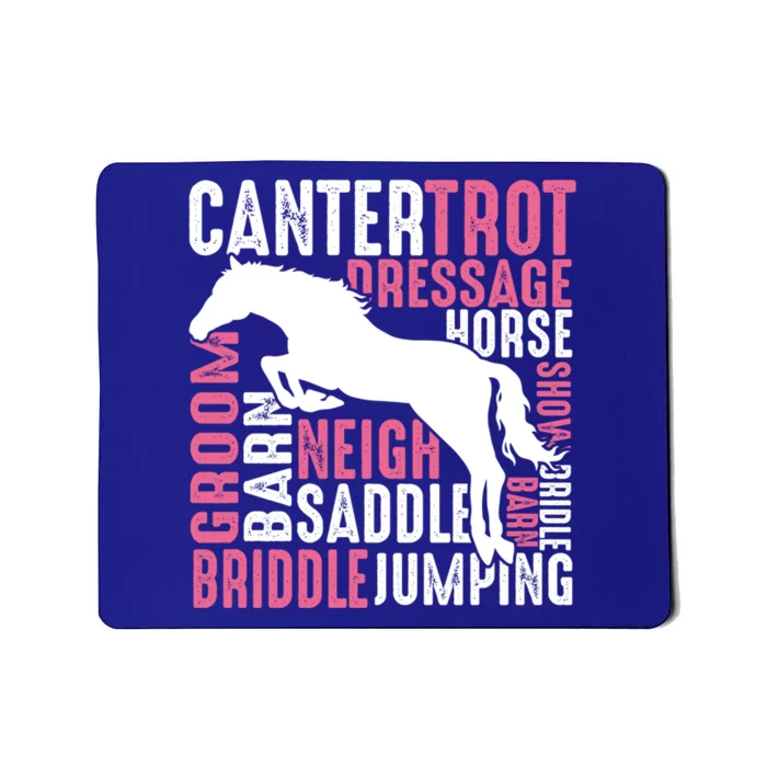 Horse Typography Word Horses Equestrian Horseback Riding Cool Gift Mousepad