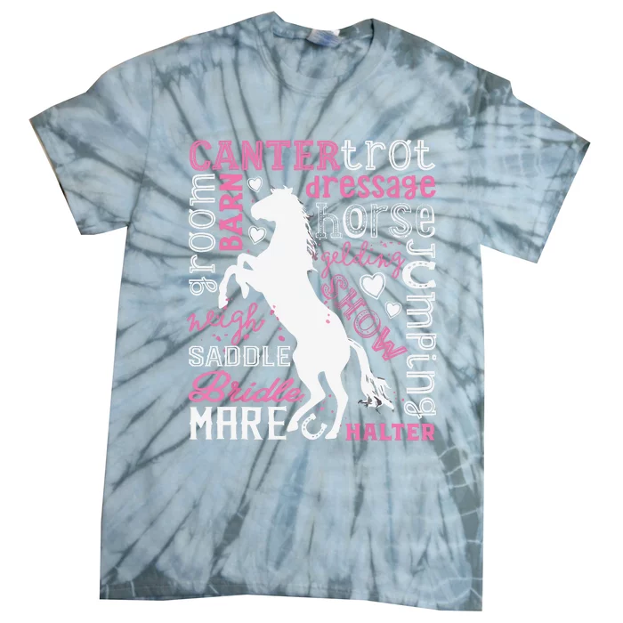 Horse Typography Word Art Equestrian Horseback Riding Tie-Dye T-Shirt