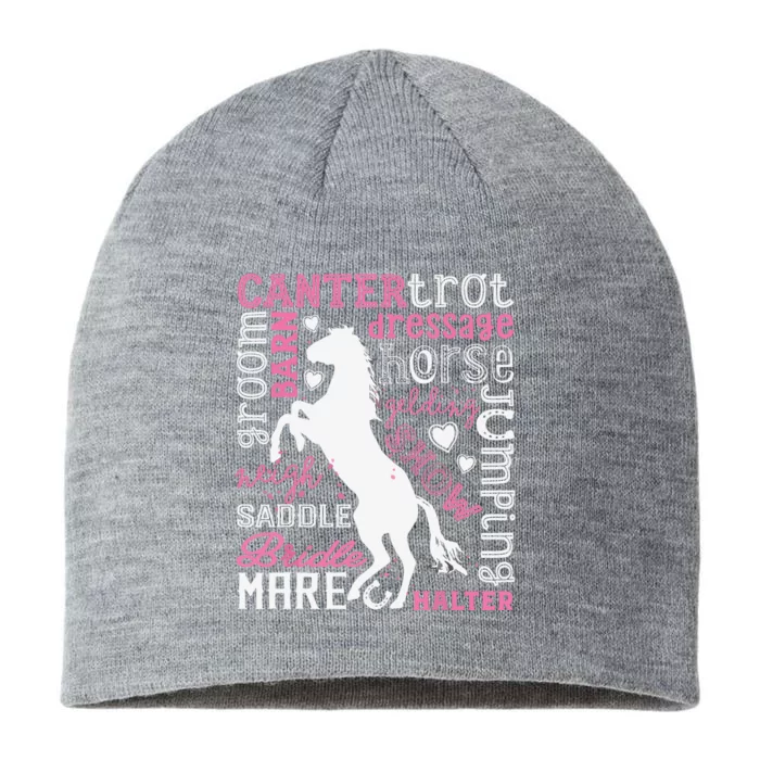 Horse Typography Word Art Equestrian Horseback Riding 8 1/2in Sustainable Knit Beanie