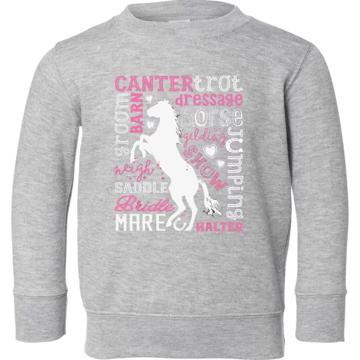 Horse Typography Word Art Equestrian Horseback Riding Toddler Sweatshirt