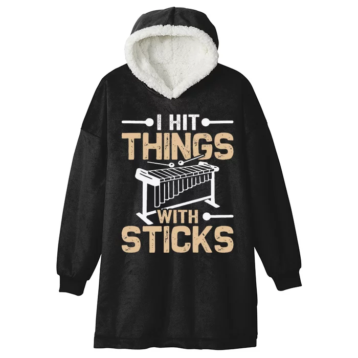 Hit Things With Sticks Funny Marimba Player Marimbist Hooded Wearable Blanket