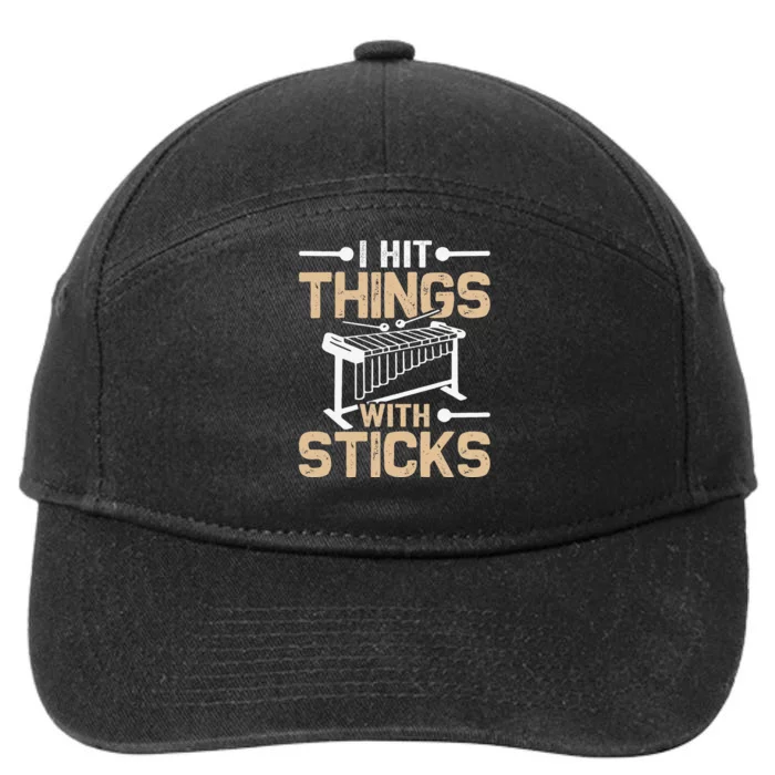 Hit Things With Sticks Funny Marimba Player Marimbist 7-Panel Snapback Hat