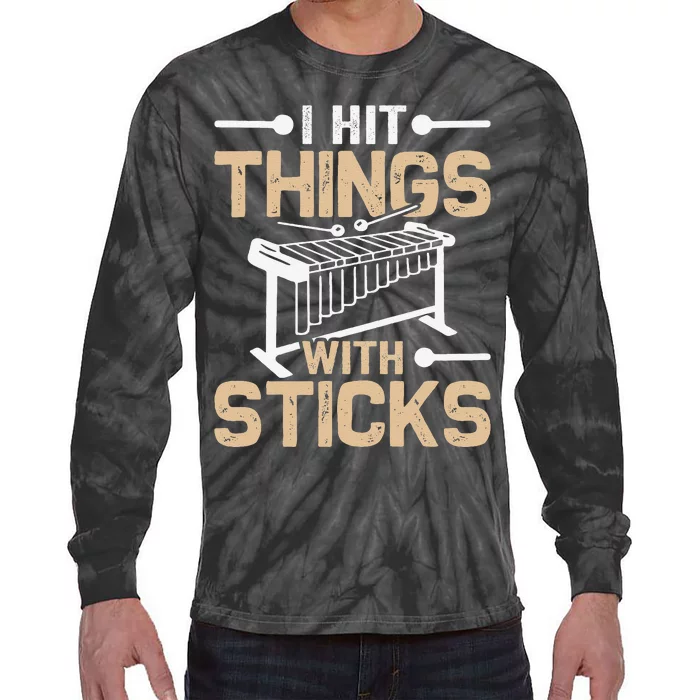 Hit Things With Sticks Funny Marimba Player Marimbist Tie-Dye Long Sleeve Shirt