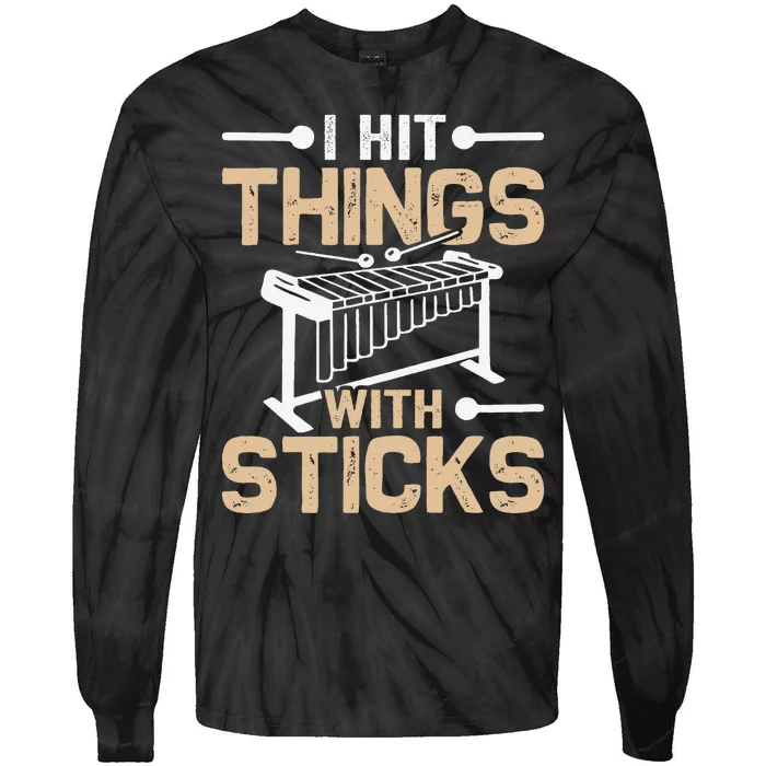 Hit Things With Sticks Funny Marimba Player Marimbist Tie-Dye Long Sleeve Shirt