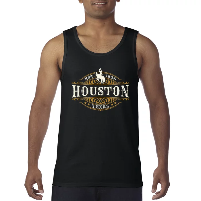 Houston Texas Western Style Rodeo Cowboy Novelty Souvenir Tank Top