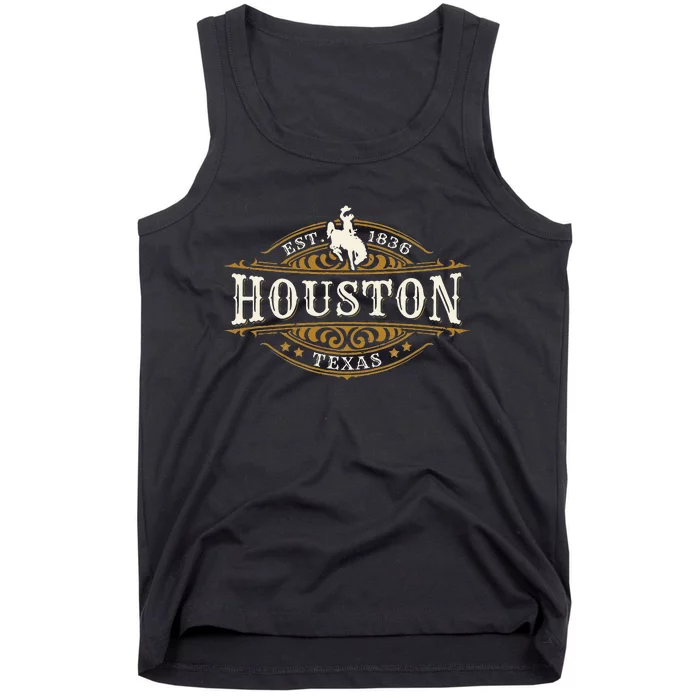 Houston Texas Western Style Rodeo Cowboy Novelty Souvenir Tank Top