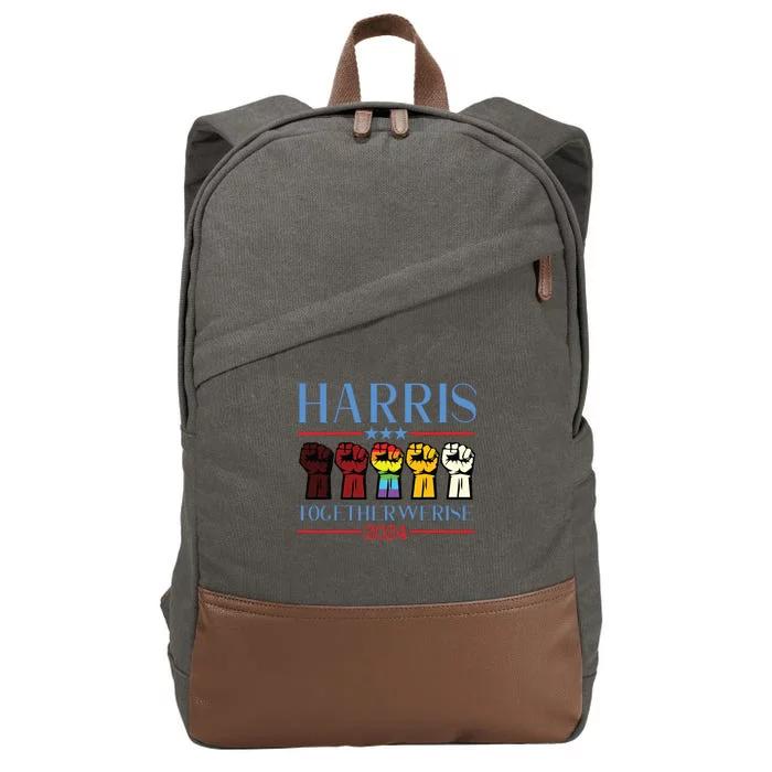 Harris Together We Rise 2024 Funny Voting For Kamala Harris Cotton Canvas Backpack