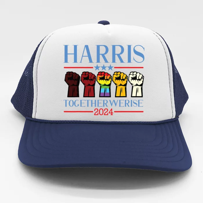 Harris Together We Rise 2024 Funny Voting For Kamala Harris Trucker Hat