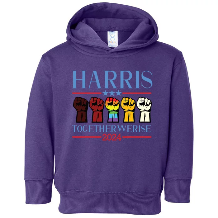 Harris Together We Rise 2024 Funny Voting For Kamala Harris Toddler Hoodie