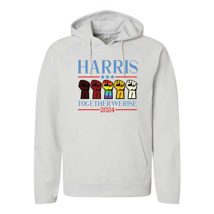 Harris Together We Rise 2024 Funny Voting For Kamala Harris Performance Fleece Hoodie