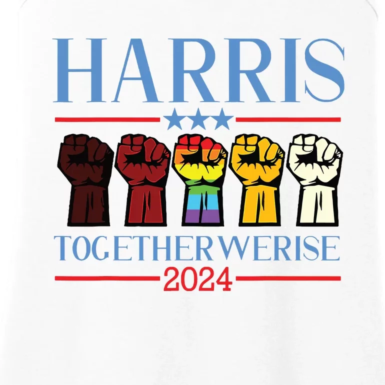 Harris Together We Rise 2024 Funny Voting For Kamala Harris Ladies Essential Tank