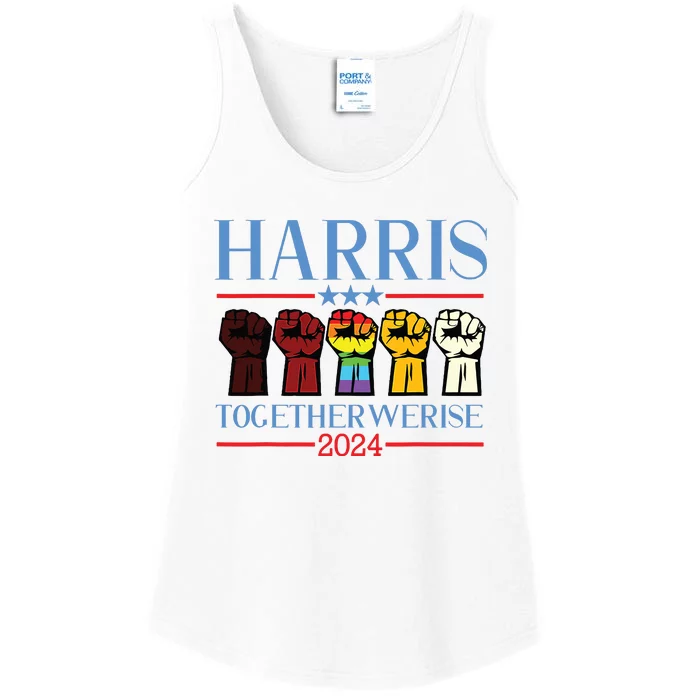 Harris Together We Rise 2024 Funny Voting For Kamala Harris Ladies Essential Tank