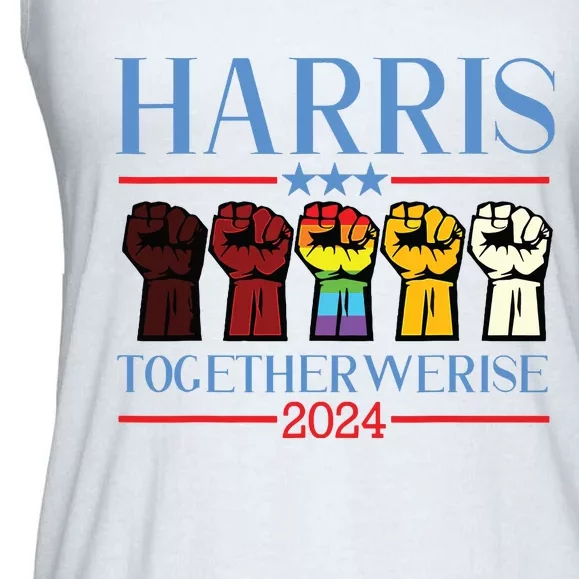 Harris Together We Rise 2024 Funny Voting For Kamala Harris Ladies Essential Flowy Tank