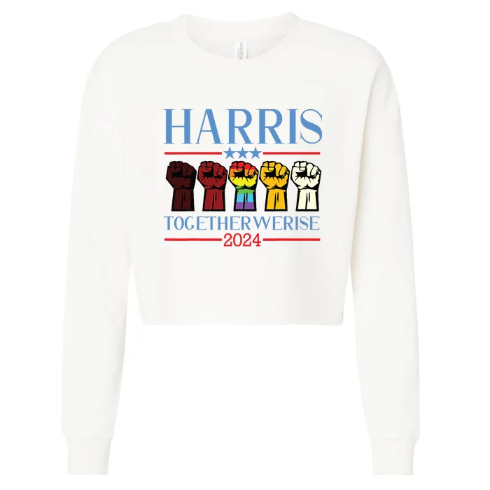 Harris Together We Rise 2024 Funny Voting For Kamala Harris Cropped Pullover Crew