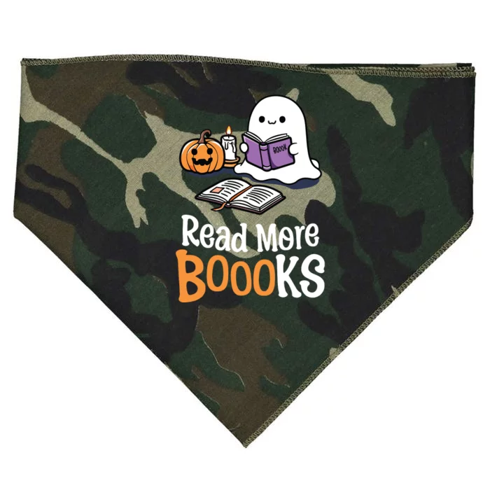 Halloween Teacher Women Cute Reading Ghost Read More Books USA-Made Doggie Bandana