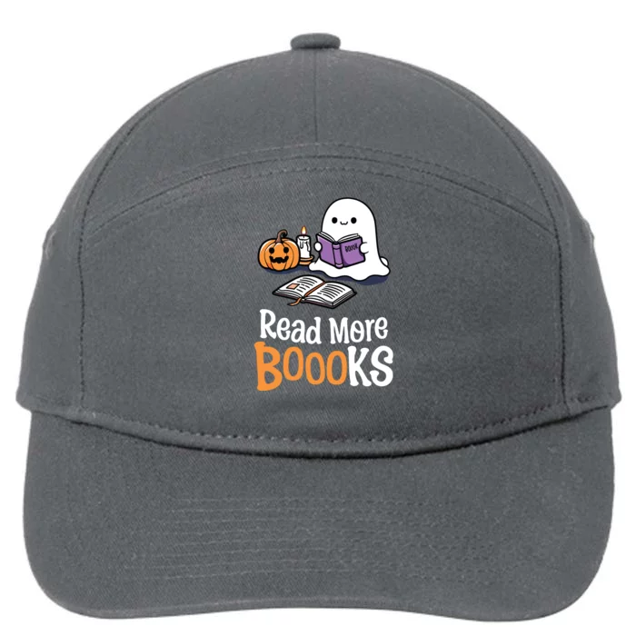 Halloween Teacher Women Cute Reading Ghost Read More Books 7-Panel Snapback Hat