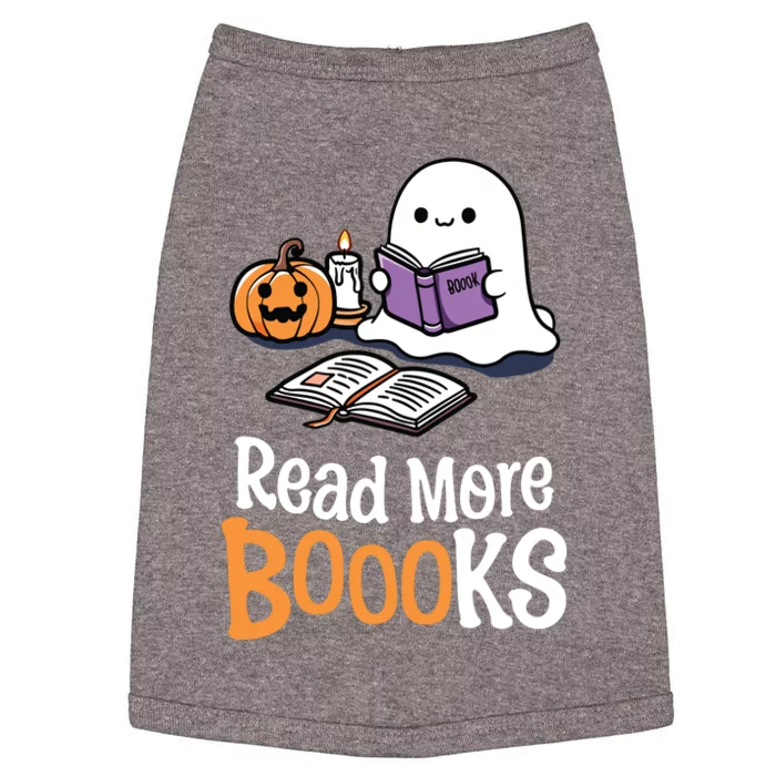 Halloween Teacher Women Cute Reading Ghost Read More Books Doggie Tank