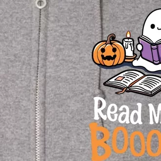 Halloween Teacher Women Cute Reading Ghost Read More Books Full Zip Hoodie