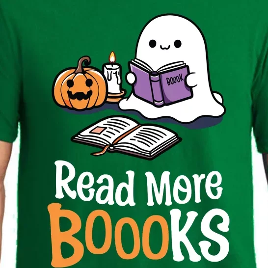 Halloween Teacher Women Cute Reading Ghost Read More Books Pajama Set