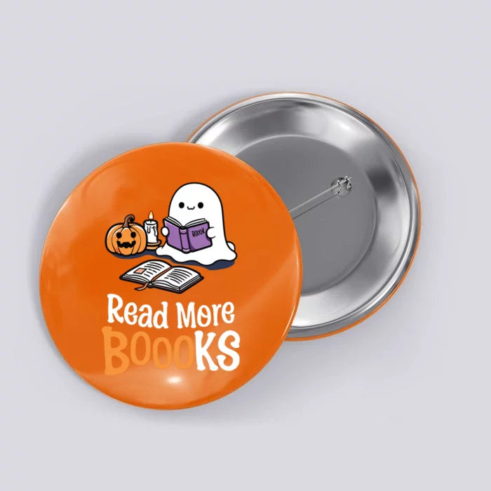 Halloween Teacher Women Cute Reading Ghost Read More Books Button