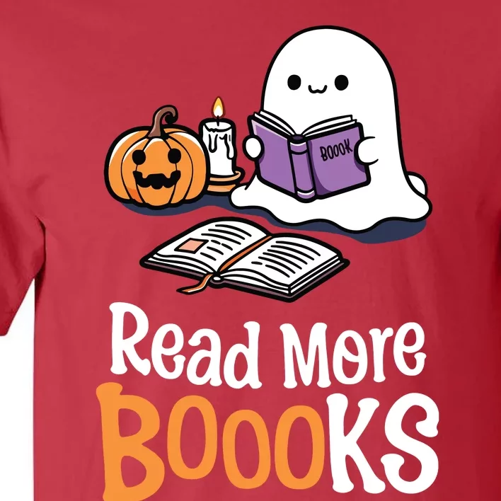 Halloween Teacher Women Cute Reading Ghost Read More Books Tall T-Shirt