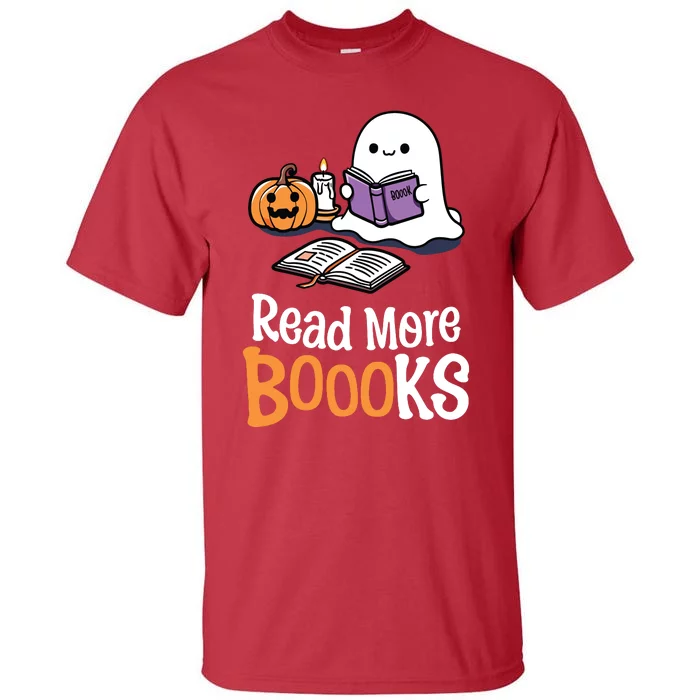 Halloween Teacher Women Cute Reading Ghost Read More Books Tall T-Shirt