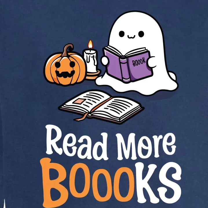 Halloween Teacher Women Cute Reading Ghost Read More Books Garment-Dyed Sweatshirt