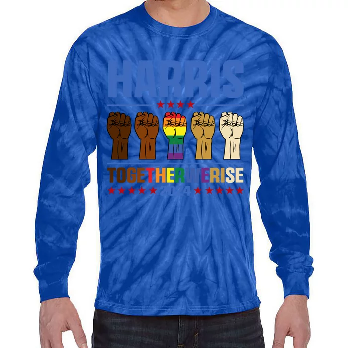 Harris Together We Rise 2024 Funny Voting For Kamala Harris Gift Tie-Dye Long Sleeve Shirt