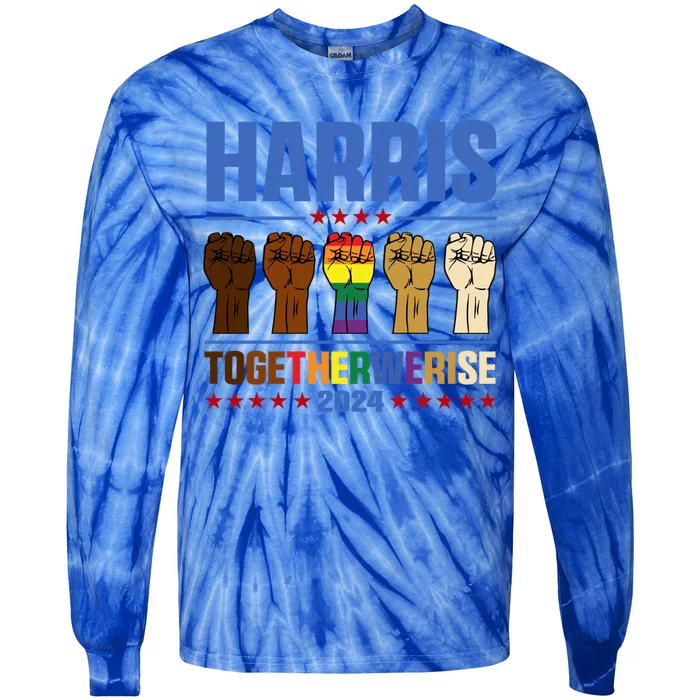 Harris Together We Rise 2024 Funny Voting For Kamala Harris Gift Tie-Dye Long Sleeve Shirt