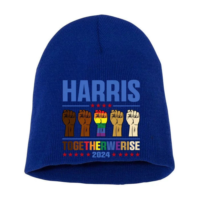 Harris Together We Rise 2024 Funny Voting For Kamala Harris Gift Short Acrylic Beanie