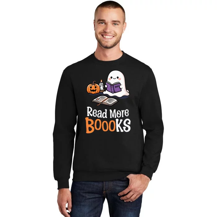 Halloween Teacher Women Cute Reading Ghost Read More Books Sweatshirt