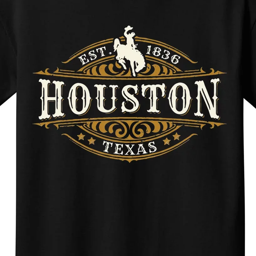 Houston Texas Western Style Rodeo Cowboy Novelty Souvenir Kids T-Shirt