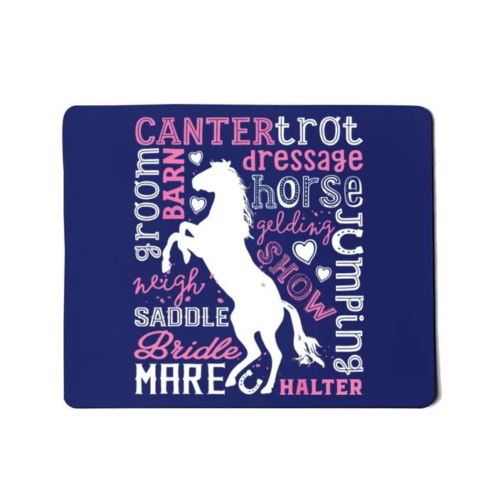 Horse Typography Word Art Equestrian Horseback Riding Mousepad