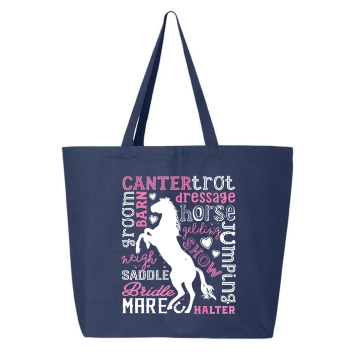 Horse Typography Word Art Equestrian Horseback Riding 25L Jumbo Tote