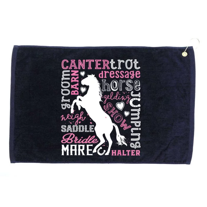 Horse Typography Word Art Equestrian Horseback Riding Grommeted Golf Towel