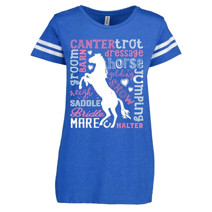 Horse Typography Word Art Equestrian Horseback Riding Enza Ladies Jersey Football T-Shirt