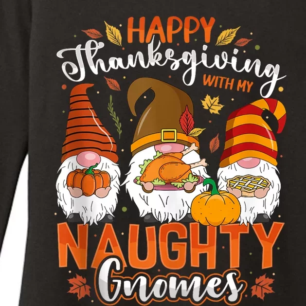 Happy Thanksgiving With My Naughty Gnomes Three Fall Gnomes Womens CVC Long Sleeve Shirt