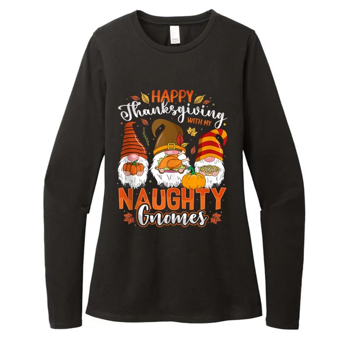 Happy Thanksgiving With My Naughty Gnomes Three Fall Gnomes Womens CVC Long Sleeve Shirt