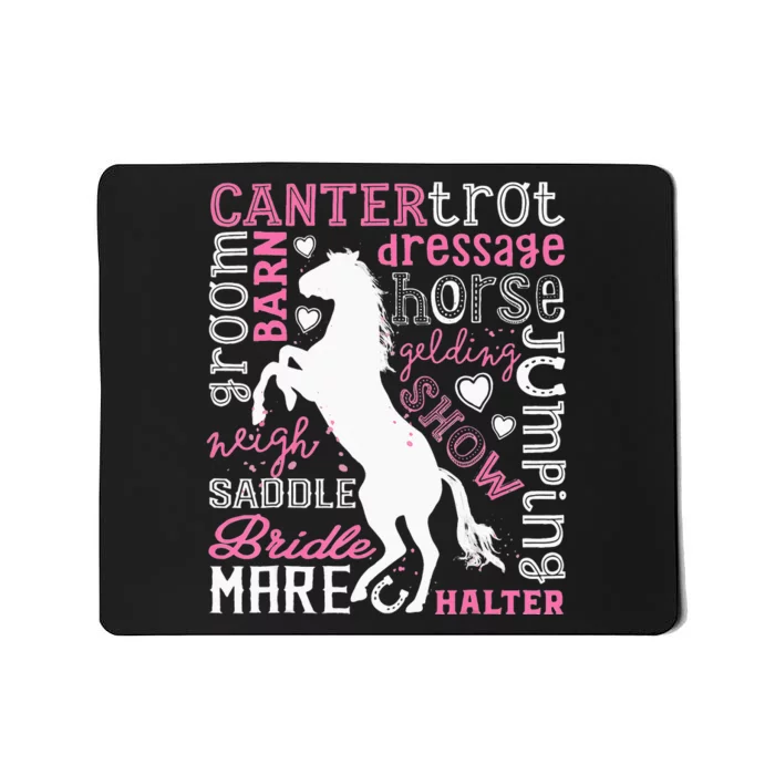 Horse Typography Word Art Equestrian Horseback Riding Mousepad