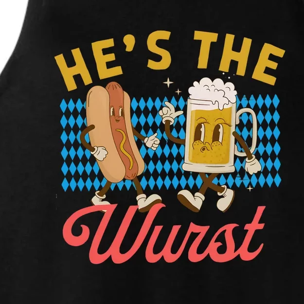 He’S The Wurst Couples Oktoberfest Beer Festival Ladies Tri-Blend Wicking Tank