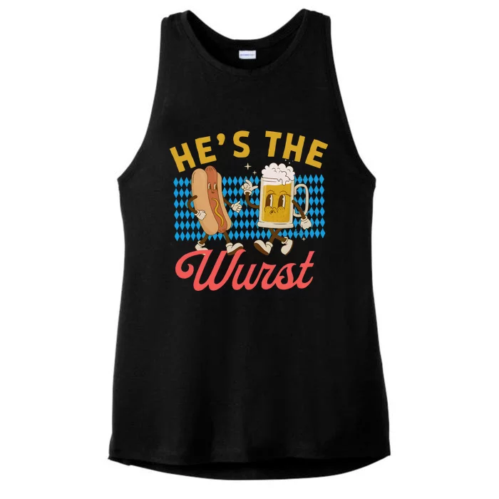 He’S The Wurst Couples Oktoberfest Beer Festival Ladies Tri-Blend Wicking Tank