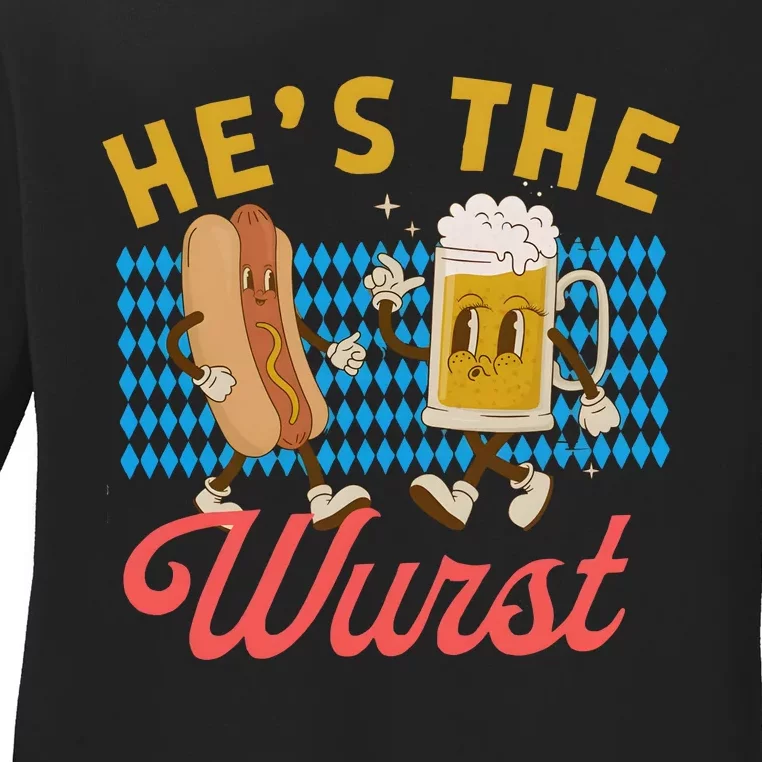 He’S The Wurst Couples Oktoberfest Beer Festival Ladies Long Sleeve Shirt