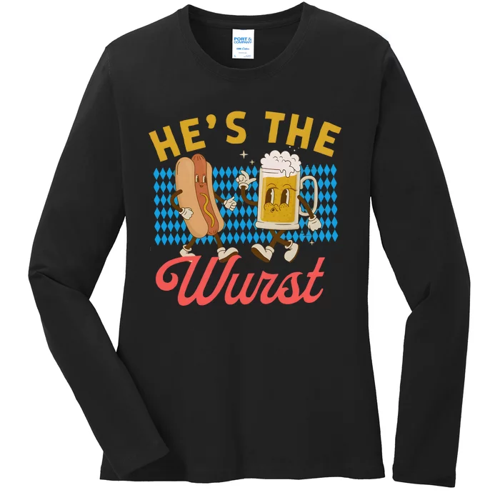 He’S The Wurst Couples Oktoberfest Beer Festival Ladies Long Sleeve Shirt